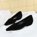 3683-17 Korean Style Plush Single For Women With Shallow Mouth, Plain Face, Pointed Point, Simple And Versatile Office_vogvips.com