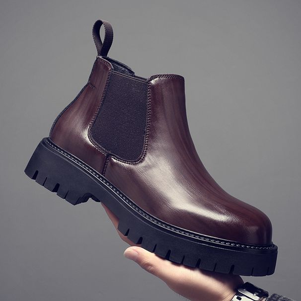 European Warm Series Men's Business Formal Genuine Martin Handmade High-top Leather Shoes British Style Short Boots Autumn Winter_vogvips.com