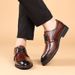 Euro Step Pointed Toe Brogue Genuine Leather Carved British Style Men's Business Formal Shoes_vogvips.com