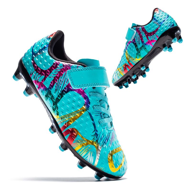 Kids' Soccer Shoes With Hook & Loop Closure - Breathable Synthetic Leather Upper & Rubber Outsole For Indoor Outdoor Training & Matches_vogvips.com