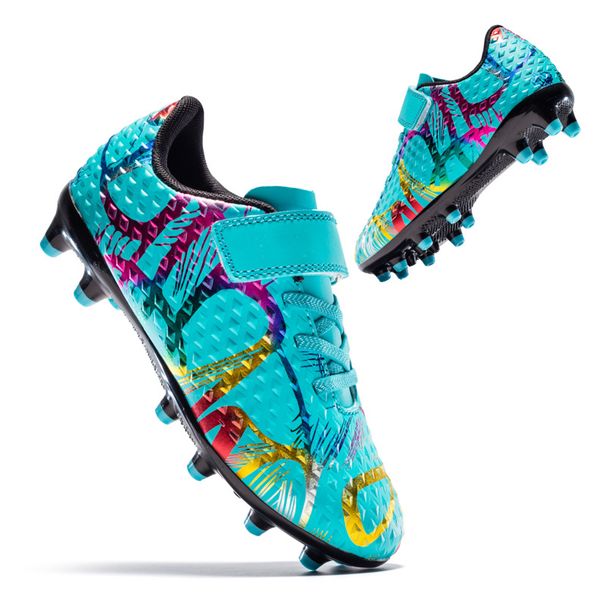 Kids' Soccer Shoes With Hook & Loop Closure - Breathable Synthetic Leather Upper & Rubber Outsole For Indoor Outdoor Training & Matches_vogvips.com