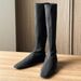 Cowhide Version ~ Minimalist Row Style Versatile Stretch Slim Women Socks Square Toe Flat Not Over-the-Knee Long Boots_vogvips.com