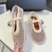 Top Luxury Mesh Ballet Flats Ballerina Mary Jane Shoe Cut Outs Pearl Button Buckle Strap Dress Real Leather Round Toe_vogvips.com