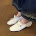 French-style Square-toed Low-heel Leather Women, Slip-on Beaded Lace-up Loafers, Versatile Mary Jane Shoes For Women_vogvips.com
