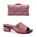 Women's chunky sandals with diamond press dinner bag Fashion dress handbag Evening bag Shoes bag set_vogvips.com