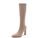 High For Women, Autumn And Winter New Style, Suede Stretch Slim B, Pointed Toe Chunky Heel Over-the-Knee Long Sock_vogvips.com