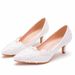 Women's Shoes Elegant and simple lace flower wedding shoes, white 5cm high heeled bridal shoes for wedding photos, adult ceremony shoes, wedding shoes_vogvips.com
