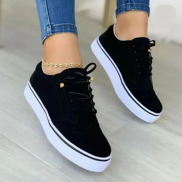 Sneakers Women Flat Casual Sneaker Spring Fashion Versatile Lace Up Shoes For Ladies Zapatos De Mujer_vogvips.com