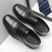 Men's Black Leather Oxford Shoes Comfortable Sole British Style Square Toe Formal Casual Shoes_vogvips.com