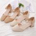 Women's Block-heeled Sandals Spring-summer New Style, One-strap Buckle High-heeled Shoes, Square-toed Mid-heel_vogvips.com