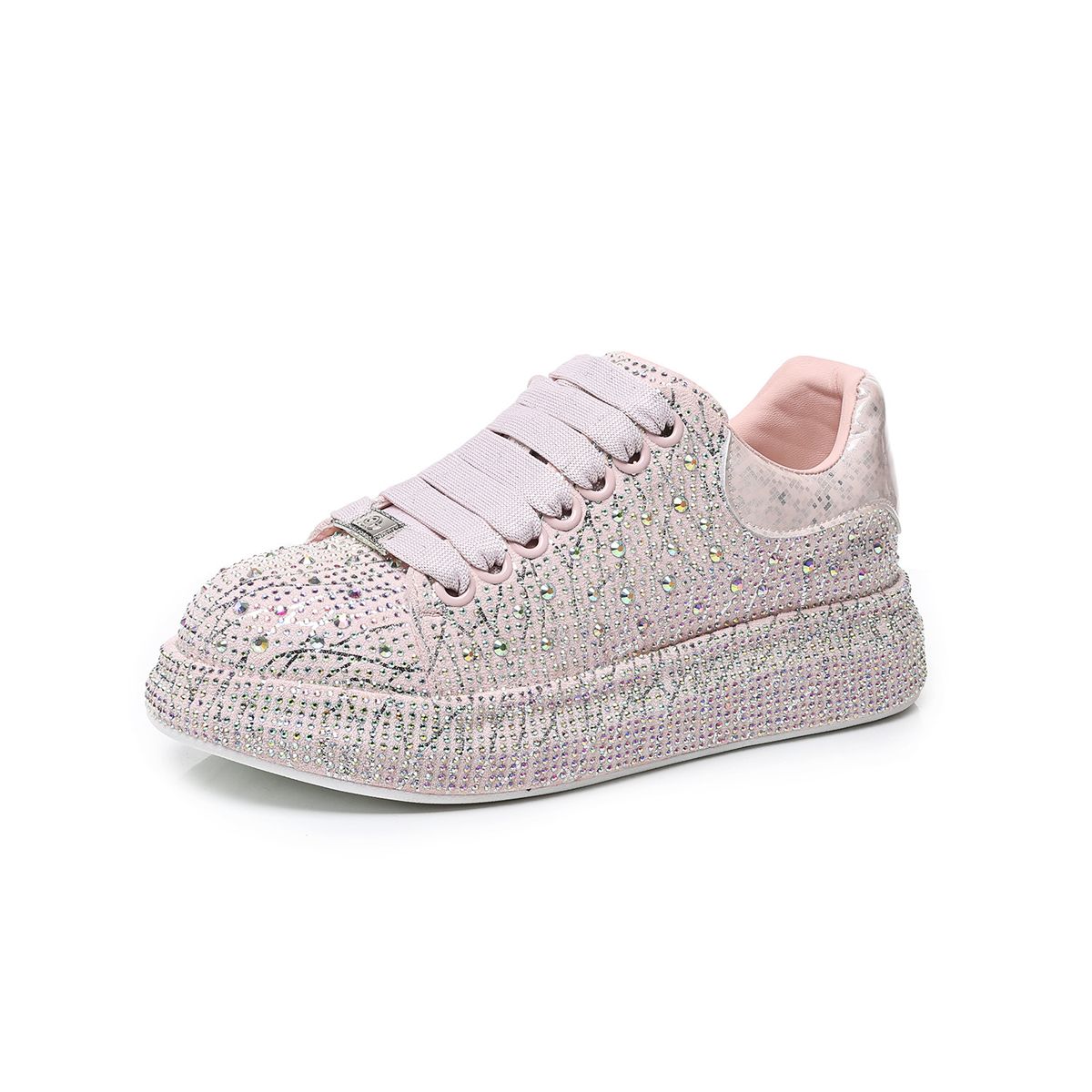 Women's Fashion Low-Top Sneakers With Crystal Rhinestones, Sweet Style Platform Casual Shoes - Comfortable, Lightweight & Versatile_vogvips.com