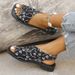 Women's Casual Leopard Print Flat With Open Toe Square Toe, Hollow Back, European And American Fashion, Chunky Low Heel_vogvips.com