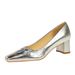 5288-15 Wind Wrinkled Shoe Shallow Mouth Square Toe Thick Mid Heel Versatile Women's Single Shoes For Spring And Autumn_vogvips.com