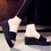 Summer New Fashion High Heel One-Strap Slippers Thick Sole Platform Solid Color Outdoor Beach Women's Wedge_vogvips.com