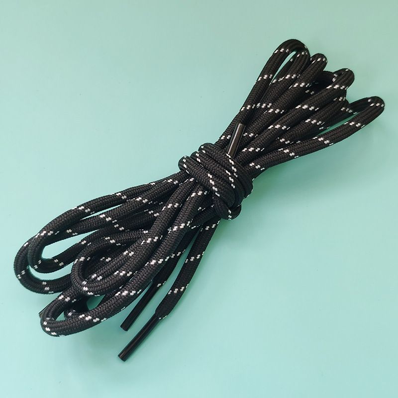 Round & Flat Shoelaces With Unique Patterns - Dotted, Fishbone & Starry Design For Sneakers, Boots & Casual Shoes (Black/White/Grey)_vogvips.com
