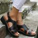 2025 Summer Large Size European And American Sandals, Casual Chunky Heel, Velcro Closure, Stitched Detail, Peep-Toe,_vogvips.com