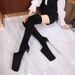 New European And American Cross-Border Black Metal Thin Heel 30cm Over-the-Knee Long Elastic Large Size 44-50 Women's_vogvips.com