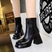 7992-2 European And American Style Fashion Trendy Chunky Heel High-heeled Round Toe Retro Winter Short Boots,_vogvips.com