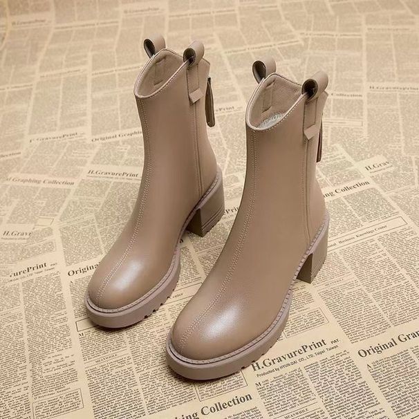 2023 New Martin Boots Women's English Boots Autumn And Winter Chunky Suede High-rise Boots_vogvips.com