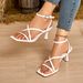 Cross-border Foreign Trade Sandals With Square Thin Heel, Open Toe, Back Strap, Simple And Elegant Women's High Heels_vogvips.com