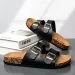 Fashion Classic Unisex Slippers Comfortable Summer Cork Shoes For Men Outdoor Sandals Microfiber Plus Size 36-46_vogvips.com