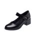 Women's Comfortable Slip-On Loafers With Chunky Heel – Breathable PU Work Shoes For Spring & Summer, Soft Rubber Sole Casual Shoes In Black_vogvips.com