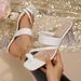 Women's Shoes Large Size Hollow High Heel Sandals For Women Summer New Fashion Toe Thick Heel Crystal Heel SandalsGolden Shoes_vogvips.com