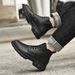 Men's Genuine Leather Martin Boots With Lace-Up Design, Rugged Work Boots For Outdoor & Casual Wear, Wide Sizes Available_vogvips.com