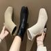 French Short 2024 New Autumn Winter Versatile Square Toe Chunky Heel Back Zipper Korean Style Internet Celebrity Elastic_vogvips.com