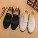 Suitable For All Seasons Frosted Suede Loafers For Men, Slip-On Summer Driving Moccasins, 2025 New Korean Style White Men's Shoes_vogvips.com