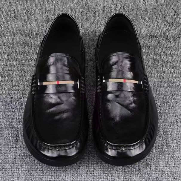 Men's 2025 New Spring Genuine Loafers Men's Business Casual Leather Shoes, One Foot Lazy Bean Trendy Shoes_vogvips.com