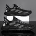 Men's Breathable Slip-On Sneakers With Mesh Upper - Lightweight Casual Sports Shoes For Summer (Beige/Black)_vogvips.com