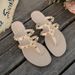 Station Summer New V Brand Rivet Flat Sandals Women's Toe Clip Slippers Vacation Beach Non-Slip Jelly Shoes_vogvips.com