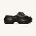 Summer New Thick-Soled Women's Slippers For Outdoor Wear, Black Cross Flower High Heel Platform 9CM Height Increasing_vogvips.com