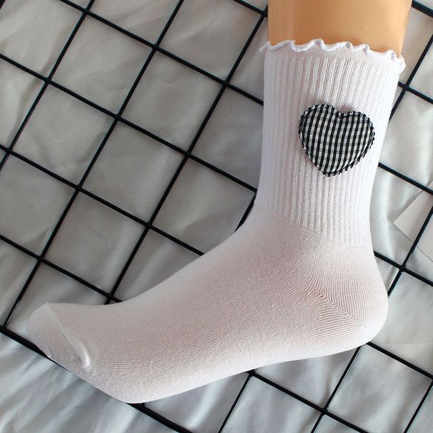 Socks New Style Love Women's Socks Handmade Three Dimensional Pattern Socks Women's Fungus Lace Mid Tube Cotton Socks Student Sports Socks Women_vogvips.com