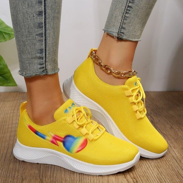 Women's Shoes Spring And Summer New Large Size Single Shoes For Women Round Head Love Knitted Lace Up Running Shoes Casual Women's Sports Shoes_vogvips.com