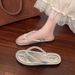 Pearl Flip-Flops For Women Summer Outdoor Toe Post French Low Heel Beach Roman Niche New Style Sandals_vogvips.com