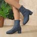 Women's Chunky Heel Ankle Boots - Square Toe Slip-On Casual Booties With Back Zipper, Suede & PU Lining, Comfortable Mid Heel (3-5cm)_vogvips.com