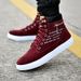 Men's High-Top Canvas Sneakers - Casual Fashion Shoes With Breathable Mesh Lining, Cushioned Comfort (Black, Navy, Khaki, Burgundy)_vogvips.com