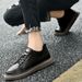 Cowhide Men's Shoes Men's Casual Leather Shoes Increase Height Men's Shallow Mouth One-pedal Shoes Men's Soft Leather Board Shoes_vogvips.com