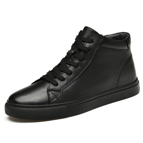 First Layer Medium Top Men's Shoes High Top Board Shoes Men's Shoes Warm Cotton Shoes Men_vogvips.com