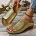 Women's New Plus Size With Thick Sole, Fish Mouth, Car Stitching, Crocodile Pattern PU Women's Slippers_vogvips.com