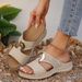 New Plus Size Women's Casual One Foot Pedal Stitching Metal Buckle Cool With Sloping Heel And Thick Sole Hollow Slippers_vogvips.com