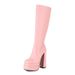 【Pre-sale | Ships In 15 Days】Elegant High Heel Side Zipper Knee High Boots For Women - Pointed Toe, PU Leather, Platform_vogvips.com