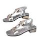 In-stock New Model Large Size Women's Open-toe With Metal Buckle, Chunky Heel Beach Sandals_vogvips.com