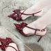 In Stock 26H7 Bow-tie Closed-toe Sandals For Women, 2026 New Model, Pointed Toe, Cross-strap High Heels, Thin Heel,_vogvips.com