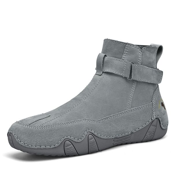 Large Size Men's Martin Boots Autumn Side Zipper High Top Men's Shoes Outdoor Casual Hand Sewn Leather Boots_vogvips.com