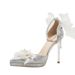 Women's Shoes Casual Business Wedding Party Style Sparkling Stiletto Pearl Chain Crystal Shoes High End Height Enhancing Short High Heels For Women_vogvips.com