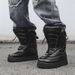 Men's High-Top Canvas Sneakers - Trendy Casual Skate Shoes With Chunky Sole, Breathable Mesh Lining, Round Toe & Lace-Up Design_vogvips.com