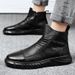 European Warm Series All Black Chef Kitchen Sports Casual Leather Plus Velvet Warm Cotton Men's Shoes Winter_vogvips.com
